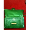 Sac Hermès en cuir de lézard vert