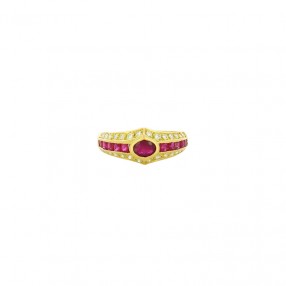 Bague Jonc en Or Rubis et...