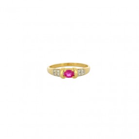 Bague en Or Saphir Rose et...