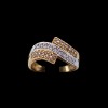 Bague moderne en or, diamants bruns et blancs