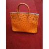 Sac Hermès Birkin 25 cm en autruche orange