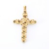 Pendentif croix perle et turquoises en or jaune 18k