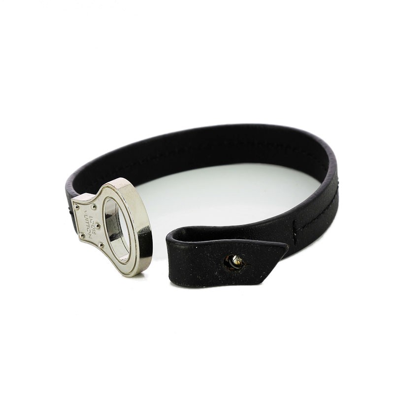 Louis Vuitton Archive Bracelet Brass and Leather Black 61793198